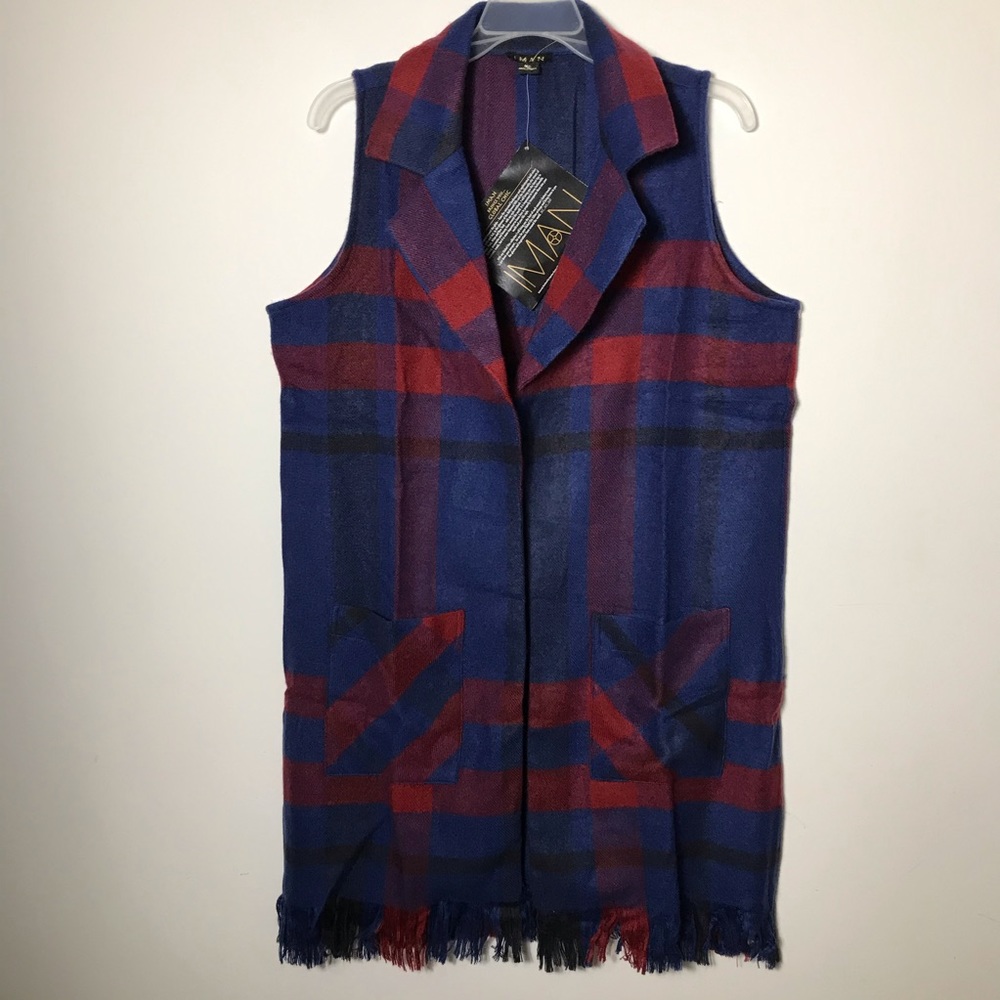 NWT IMAN long fringe vest size M